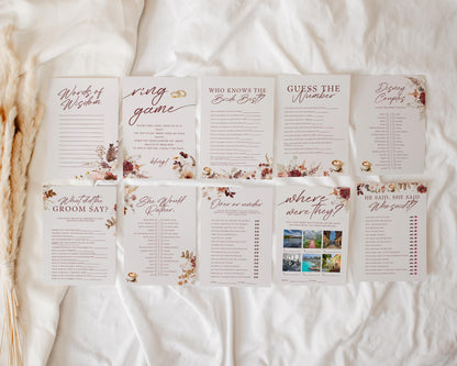 Love is Brewing Bridal Shower Games - Fall Theme Canva Templates