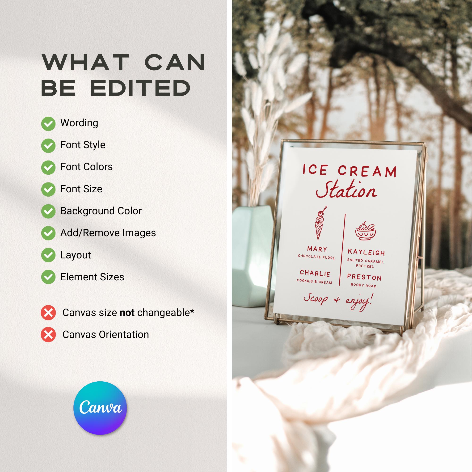 That’s Amore Ice Cream Station Sign – Editable Canva Wedding Table Sign Template