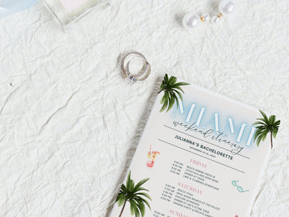 Miami Bachelorette Itinerary Template – Tropical Weekend Travel Schedule Canva