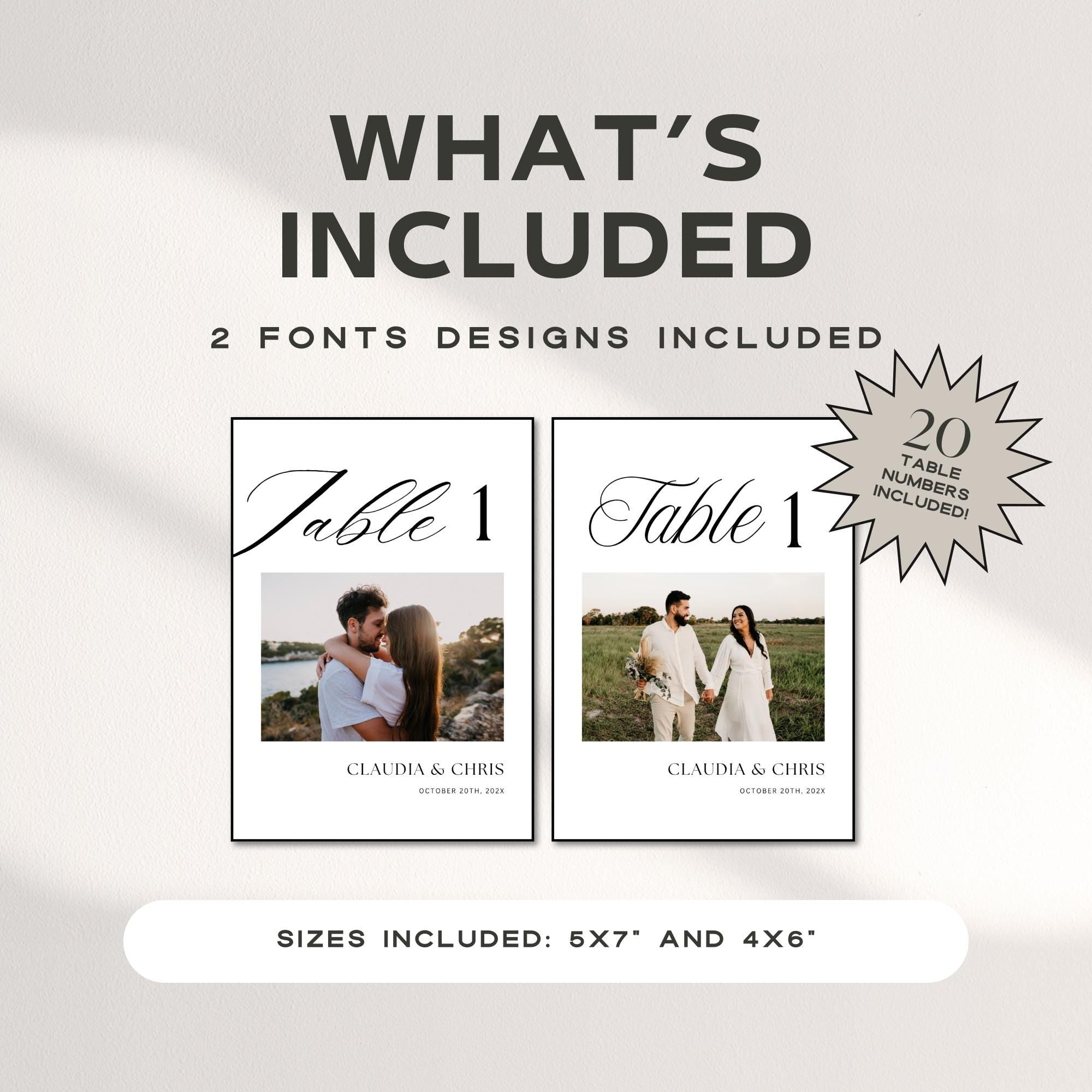 Wedding Table Numbers Photo, Editable Wedding Reception Table Numbers, Minimalist Table Numbers Wedding, Classic Wedding Table Signs Canva