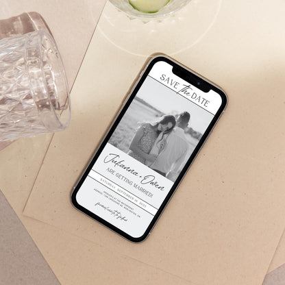 Save The Date Digital Evite Template, Digital Invite, Modern Minimalist Digital Invitation, Electronic Wedding Thank You Card Canva DIY