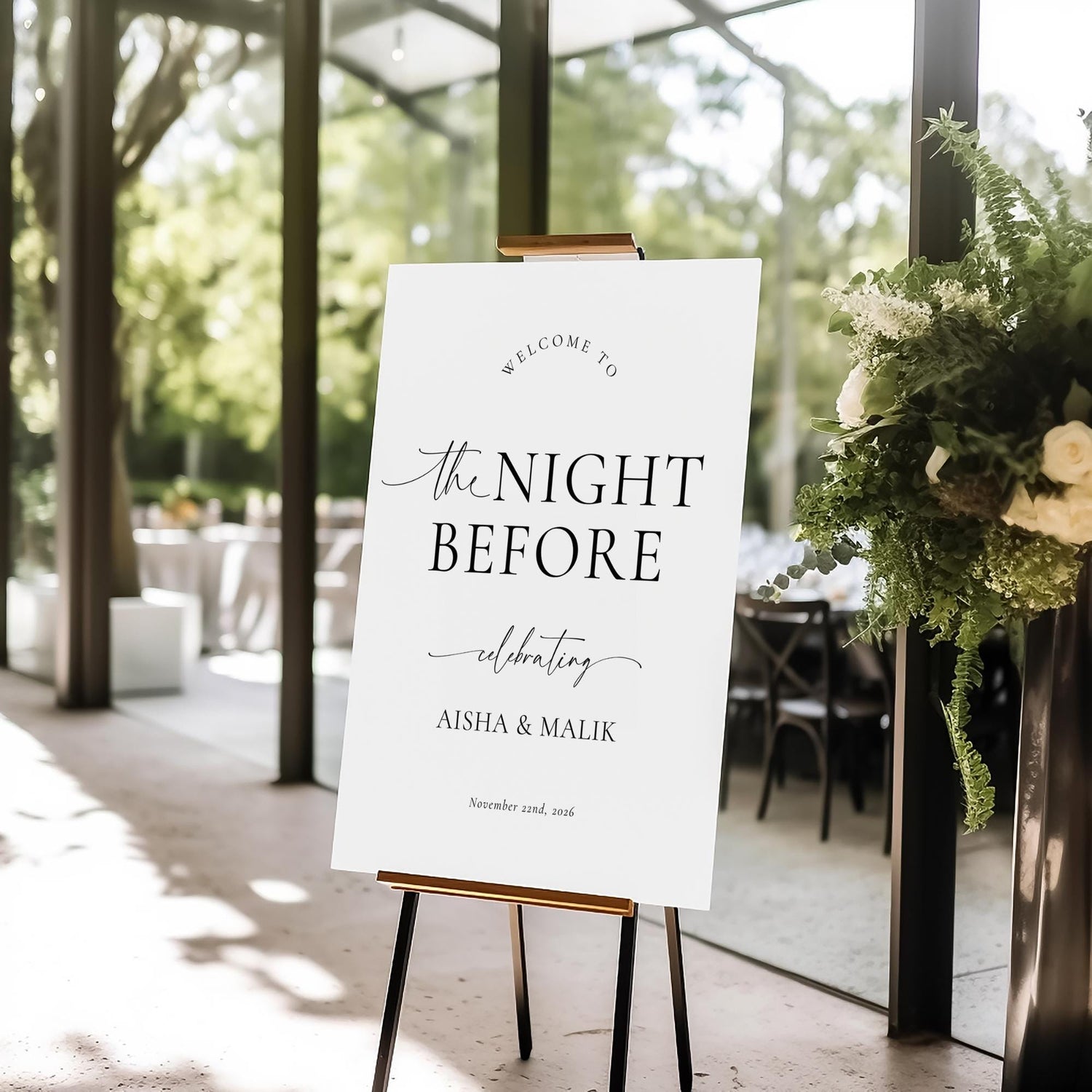 The Night Before Sign, Editable The Night Before Wedding Sign, Modern The Night Before Welcome Sign, Minimalist Rehearsal Dinner Sign Canva