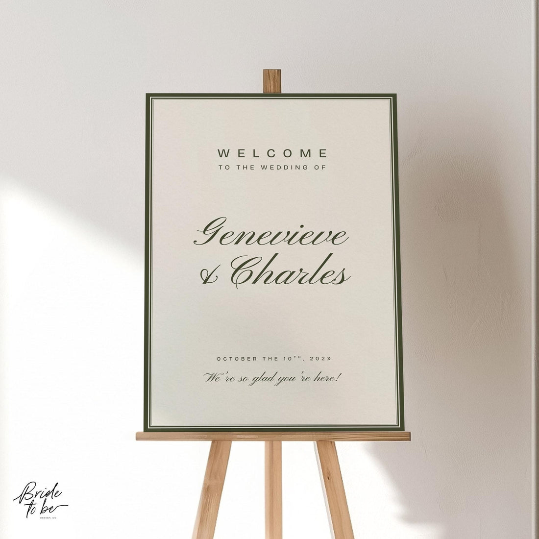 Old Money Olive Green Wedding Welcome Sign – Classic Estate Canva Template