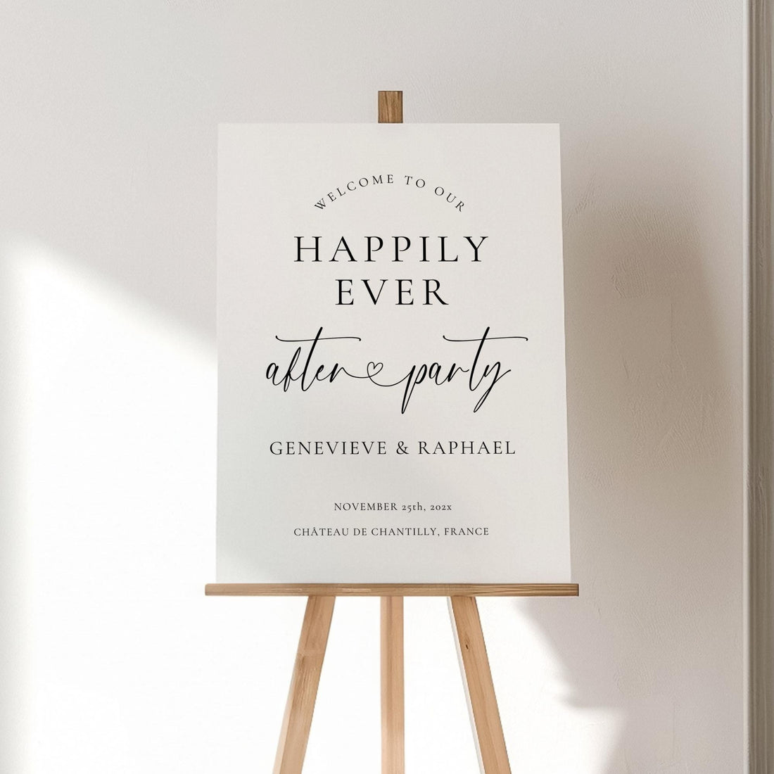 Happily Ever After Wedding Welcome Sign – Minimalist Modern Reception Canva Template
