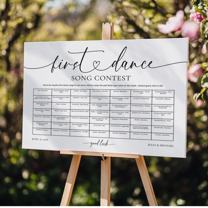 Wedding First Dance Contest Sign Template – Editable Canva Wedding Game, Reception Table Game, Rehearsal Dinner Activity