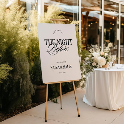 The Night Before Rehearsal Dinner Welcome Sign – Modern Minimalist Canva Template