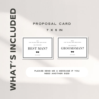 Simple Groomsmen Proposal Card Template, Rustic Best Man Proposal, Bowtie Will You Be My Best Man, Groomsman Cards Editable Template Canva