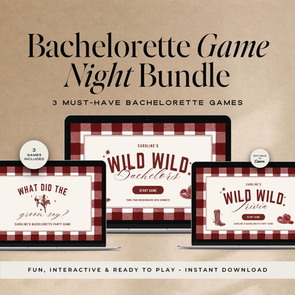 Wild Wild Bachelorette Games Bundle | Animated Canva Party Games