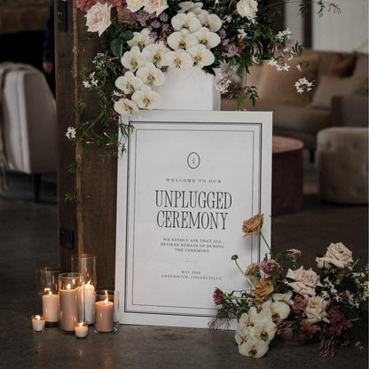 Black &amp; Ivory Unplugged Ceremony Sign | Elegant Canva Template