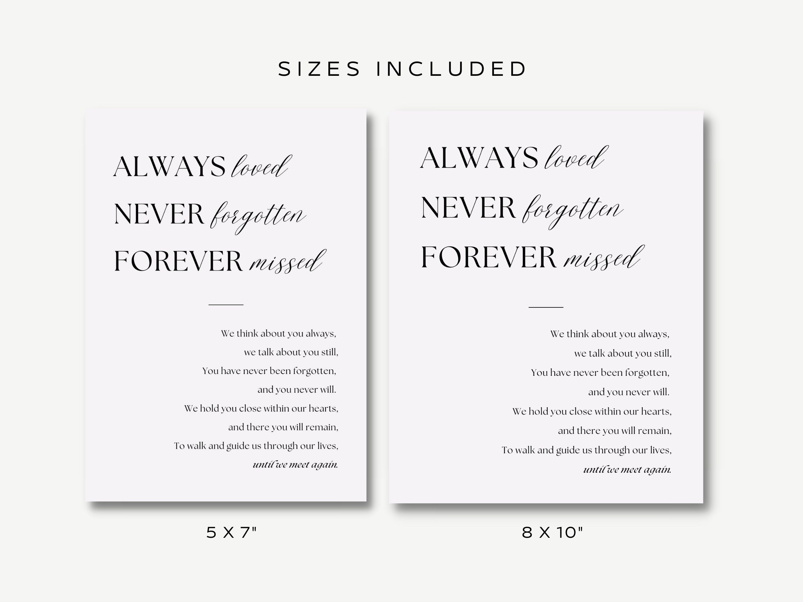 Until We Meet Again Memorial Sign – In Loving Memory Wedding Sign Canva Template