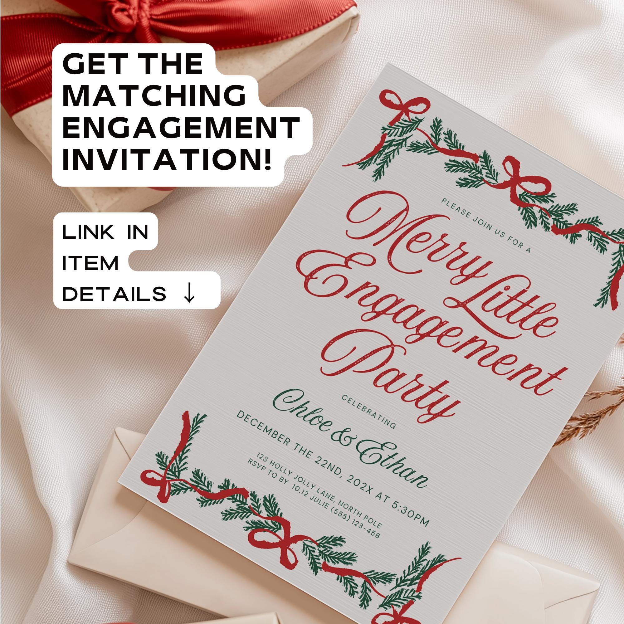 Christmas Engagement Party Welcome Sign – Festive Holiday Wedding Canva Template