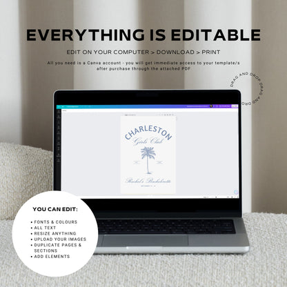 Charleston Coastal Bachelorette Party Itinerary | Last Toast on the Coast | Editable Girls Trip Invitation &amp; Weekend Template