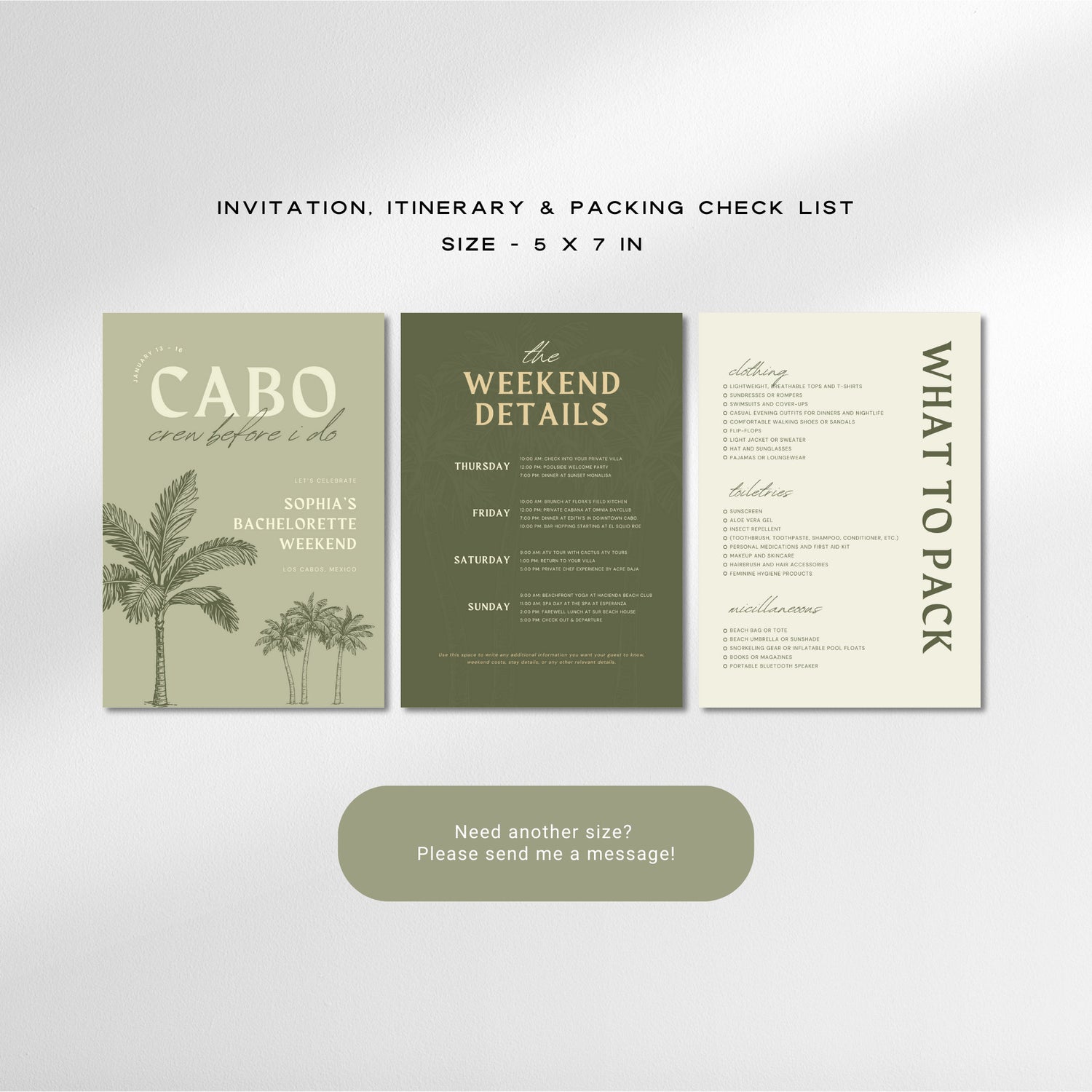 Cabo &amp; Tulum Bachelorette Weekend Itinerary + Travel Checklist – Editable Canva Template for Mexico Girls Trip