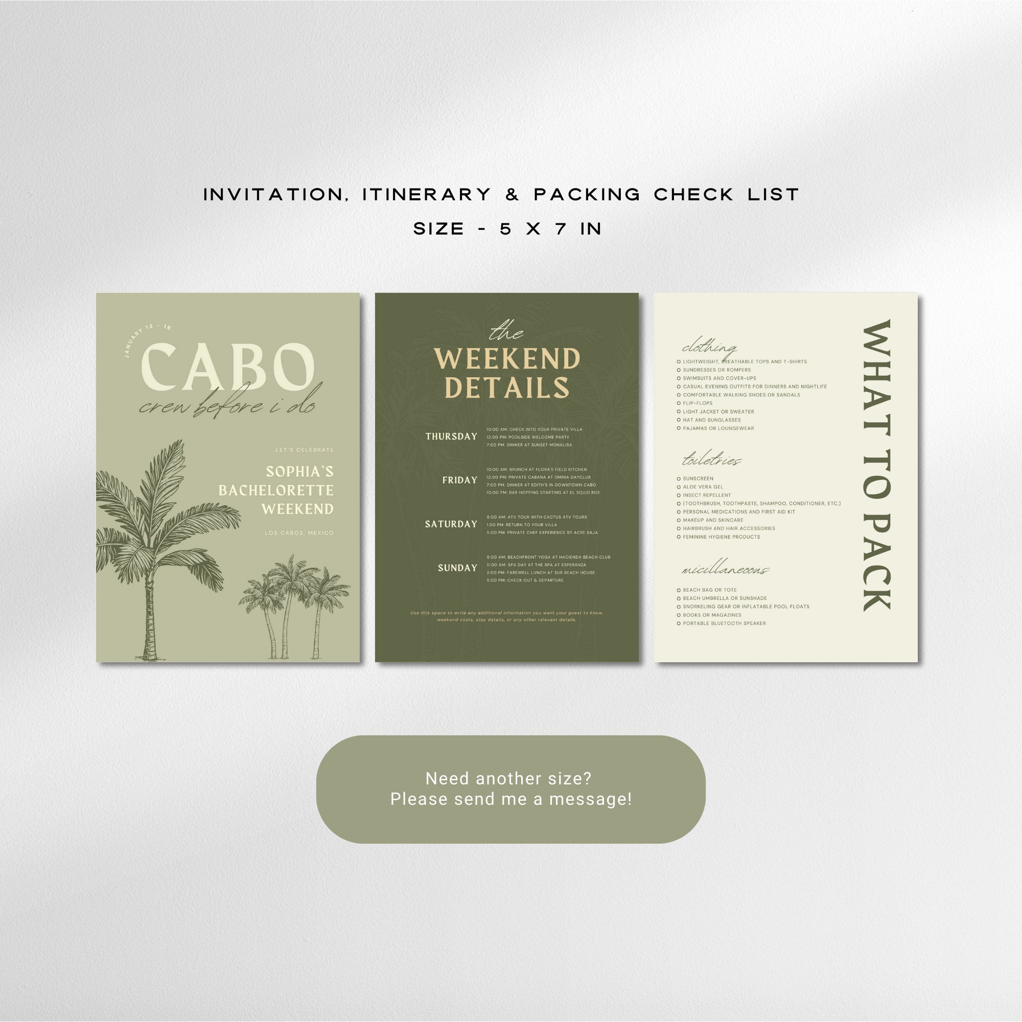 Cabo &amp; Tulum Bachelorette Weekend Itinerary + Travel Checklist – Editable Canva Template for Mexico Girls Trip