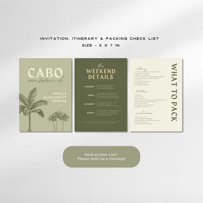 Cabo &amp; Tulum Bachelorette Weekend Itinerary + Travel Checklist – Editable Canva Template for Mexico Girls Trip