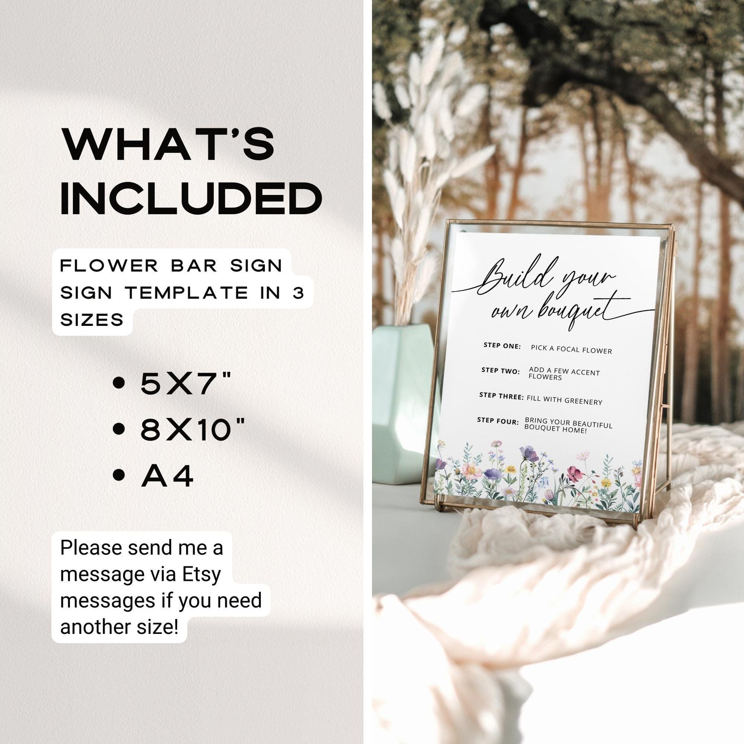 Wildflowers Build Your Own Bouquet Sign – Editable Canva Template