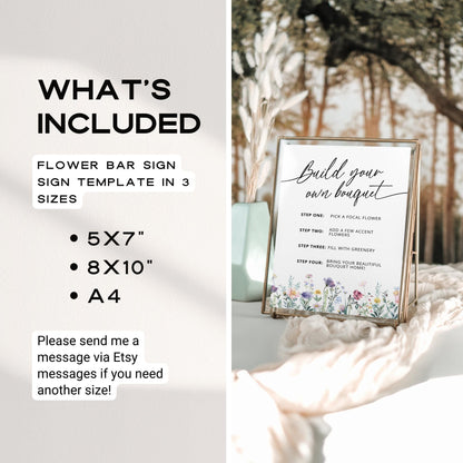 Wildflowers Build Your Own Bouquet Sign – Editable Canva Template