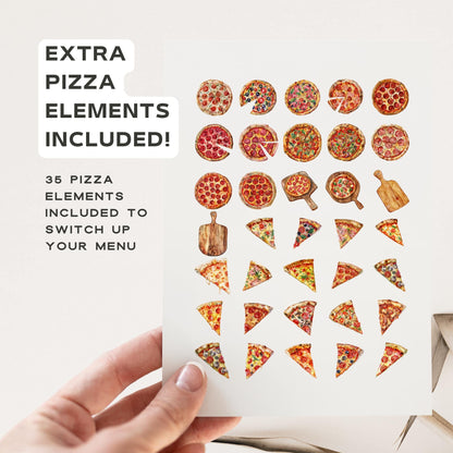 That’s Amore Pizza Bar Menu Sign Template – Italian Buffet Wedding &amp; Rehearsal Dinner Menu – Editable Canva Design