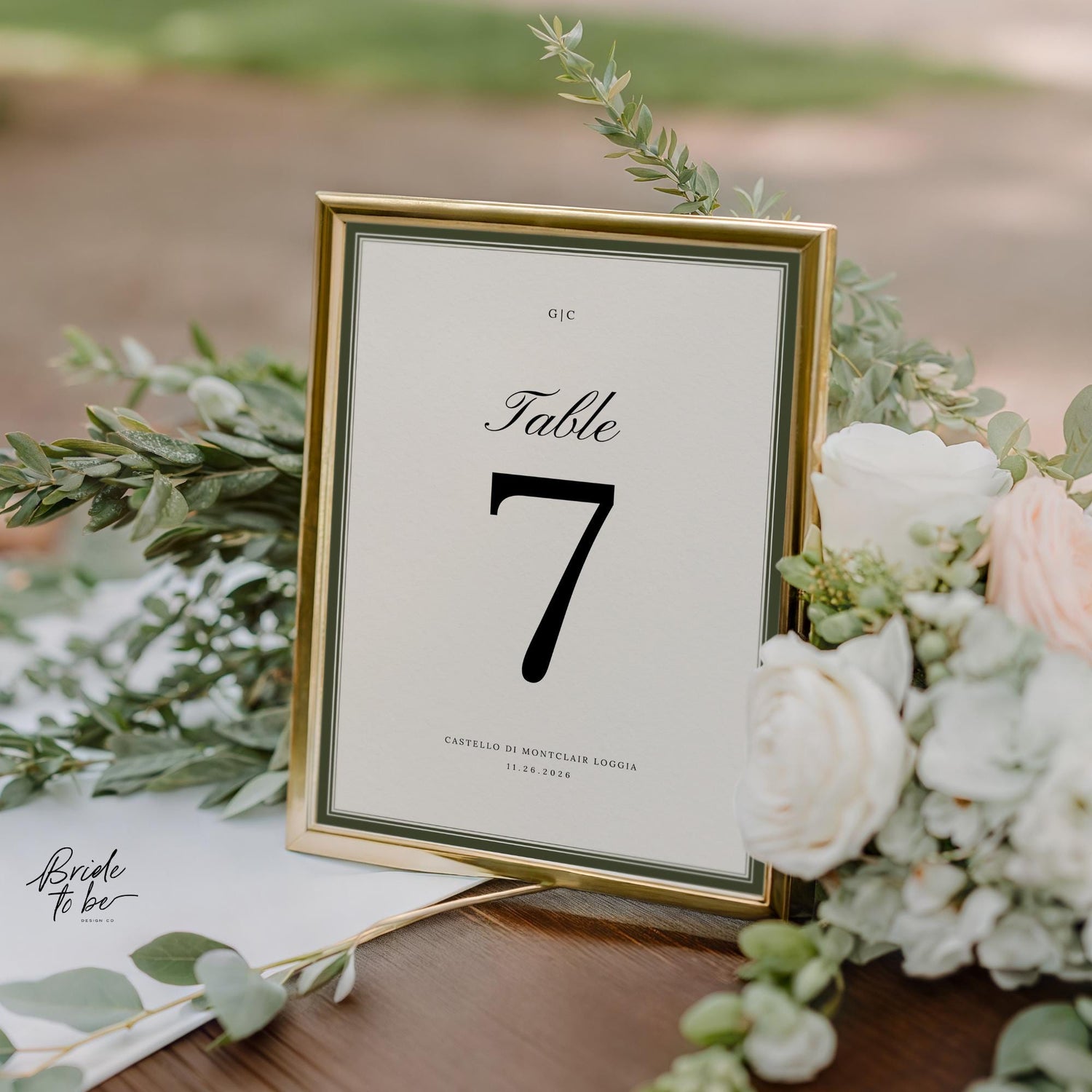Old Money Olive Green Table Numbers 1–20 – Elegant Classic Wedding Table Cards – Editable Canva Template