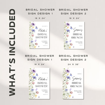 Wildflower Bridal Shower Welcome Sign – Editable Butterfly Floral Welcome Sign Canva Template