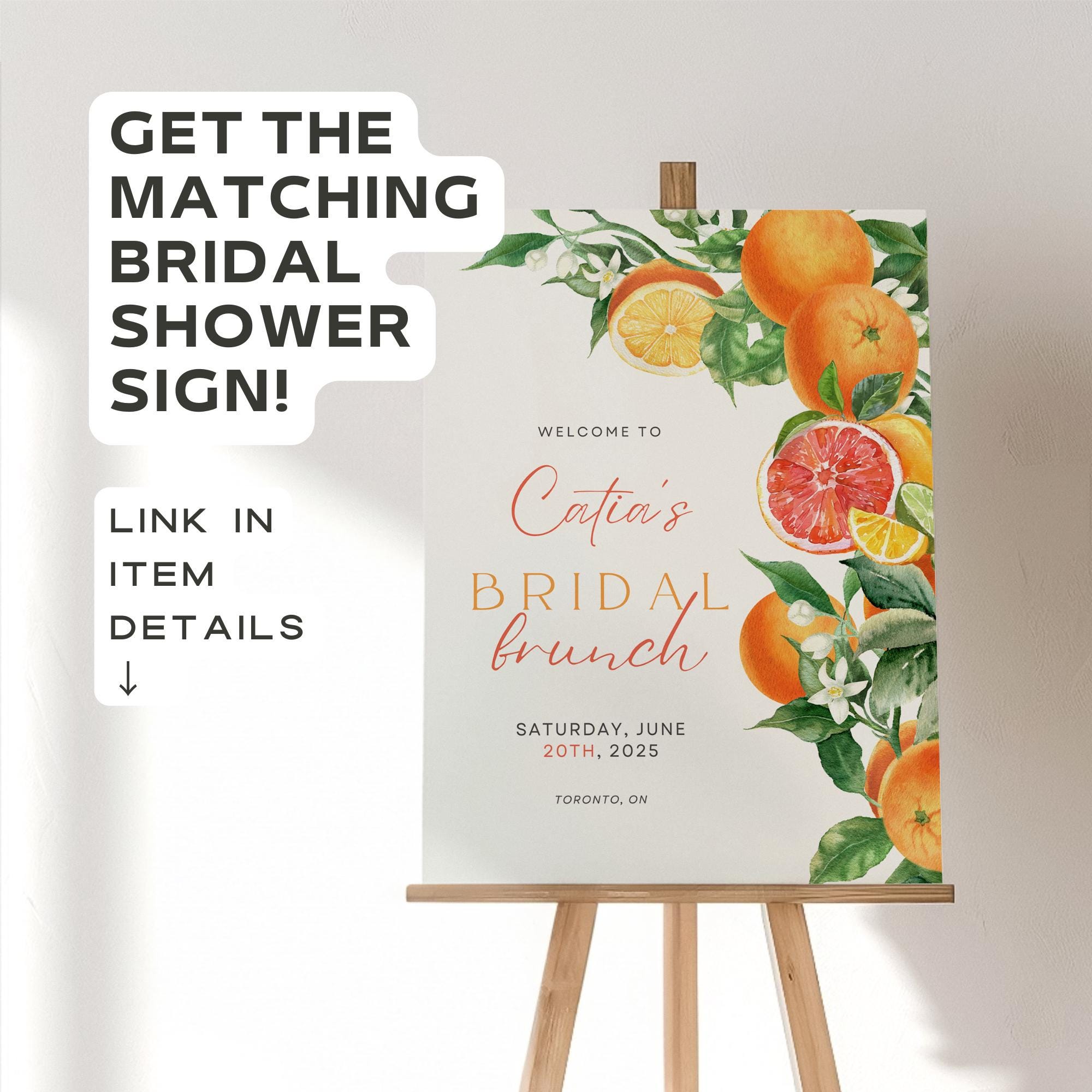 Citrus Floral Bridal Shower Invitation Template – Orange Lemon Lime Brunch Canva Invite