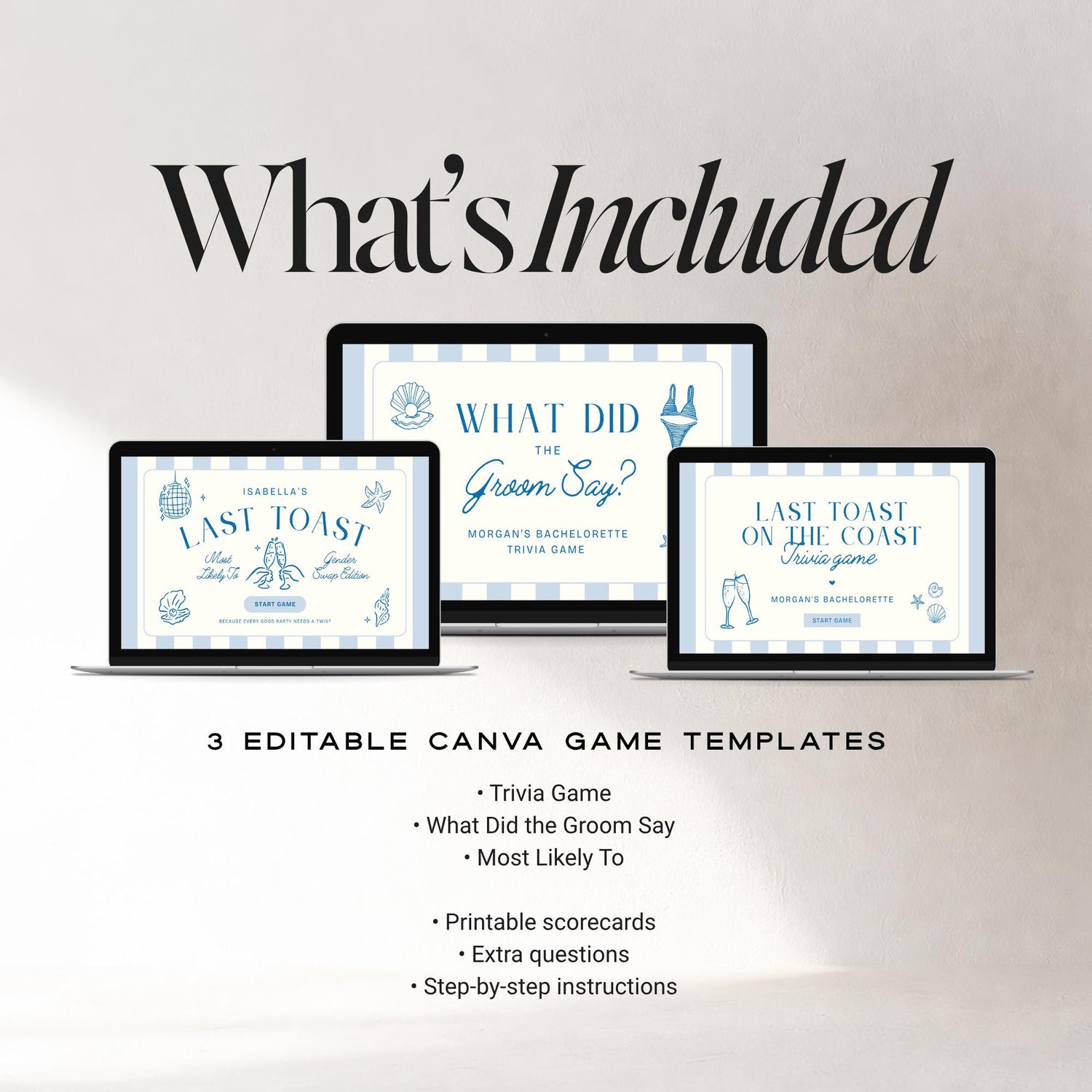 Last Toast On The Coast Bachelorette Games Bundle | Animated Canva Games