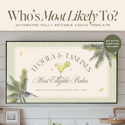 Tequila &amp; Tanlines Most Likely To Game | Animated Canva Bachelorette Game