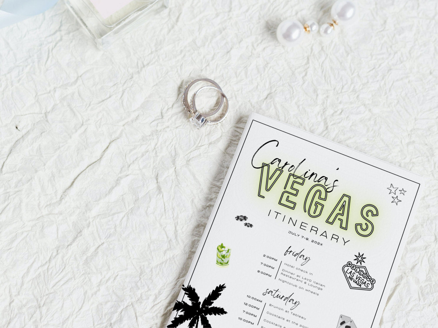 Vegas Bachelorette Weekend Itinerary &amp; Invitation Template – Las Vegas Bach Party Itinerary, Editable Canva Template
