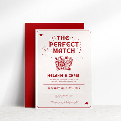 Vegas Wedding Invitation Template – Las Vegas Wedding Invite, Travel Theme Wedding Invitation, Perfect Match Elopement Announcement