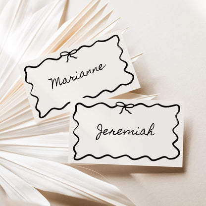 Whimsical Place Card Template – Flat &amp; Folded Wedding Table Name Cards Canva DIY