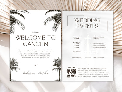 Destination Wedding Welcome Letter &amp; Itinerary – Editable Canva Template