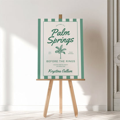 Palm Springs Bachelorette Welcome Sign Template, Before The Rings Party Sign, Desert Chic Bachelorette Decor, Editable Canva Template