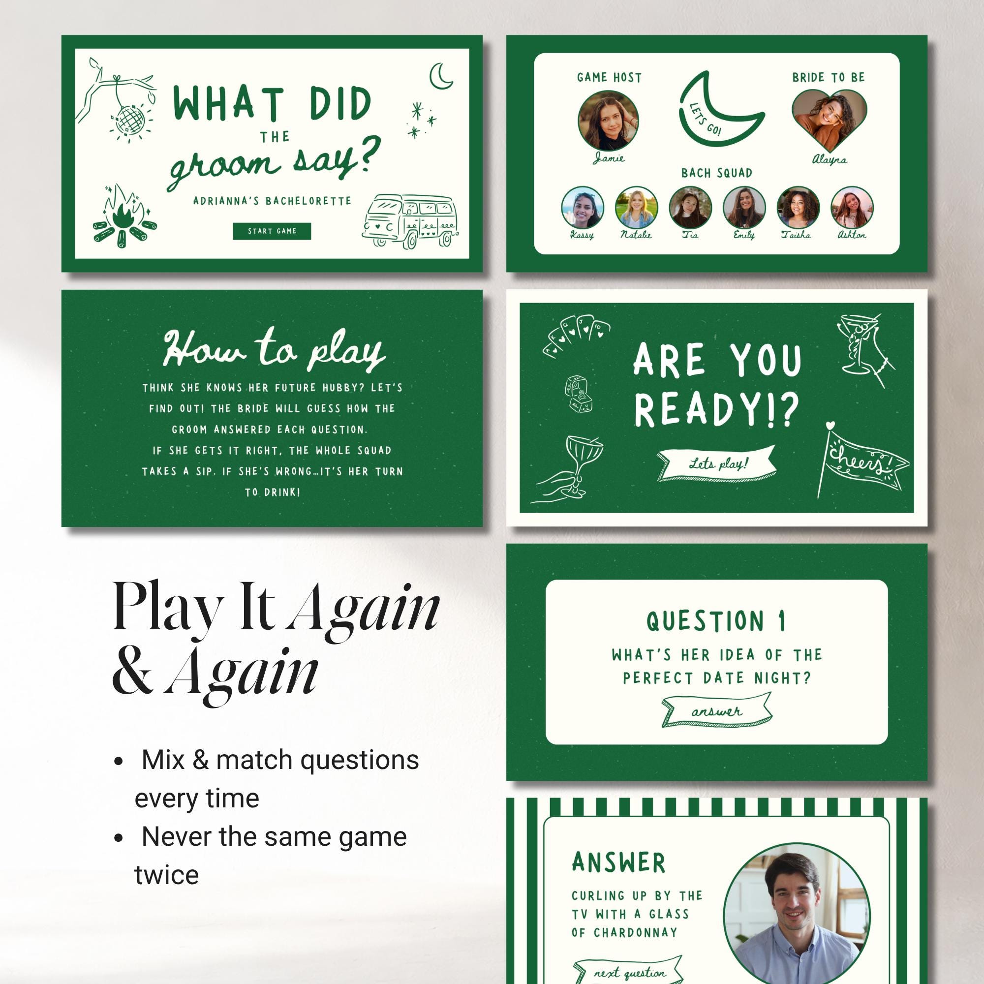 Camp Bachelorette Games Bundle | Animated Canva Party Games