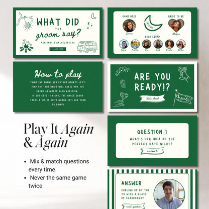 Camp Bachelorette Games Bundle | Animated Canva Party Games