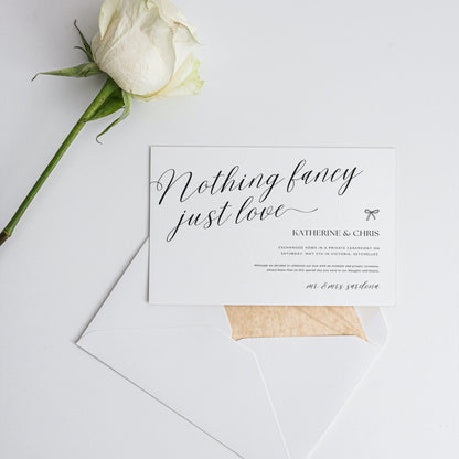 Nothing Fancy Just Love Elopement Announcement, Elope Invitation, Elopement Reception, We Eloped Announcement, We Tied The Knot