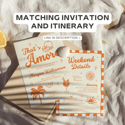 Orange That’s Amore Bachelorette Welcome Sign – Aperol Spritz Beach Party Canva Template