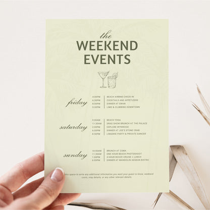 Cabo Bachelorette Invitation &amp; Weekend Itinerary – Mexico Girls Trip Canva Template