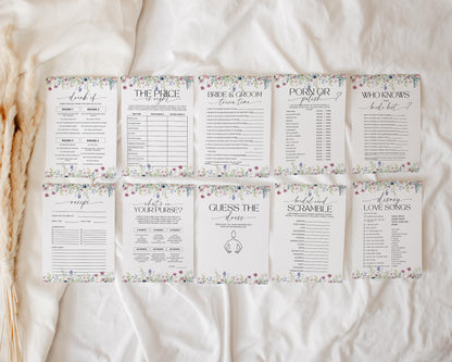 Wildflower Bridal Shower Games – Editable Floral Game Bundle