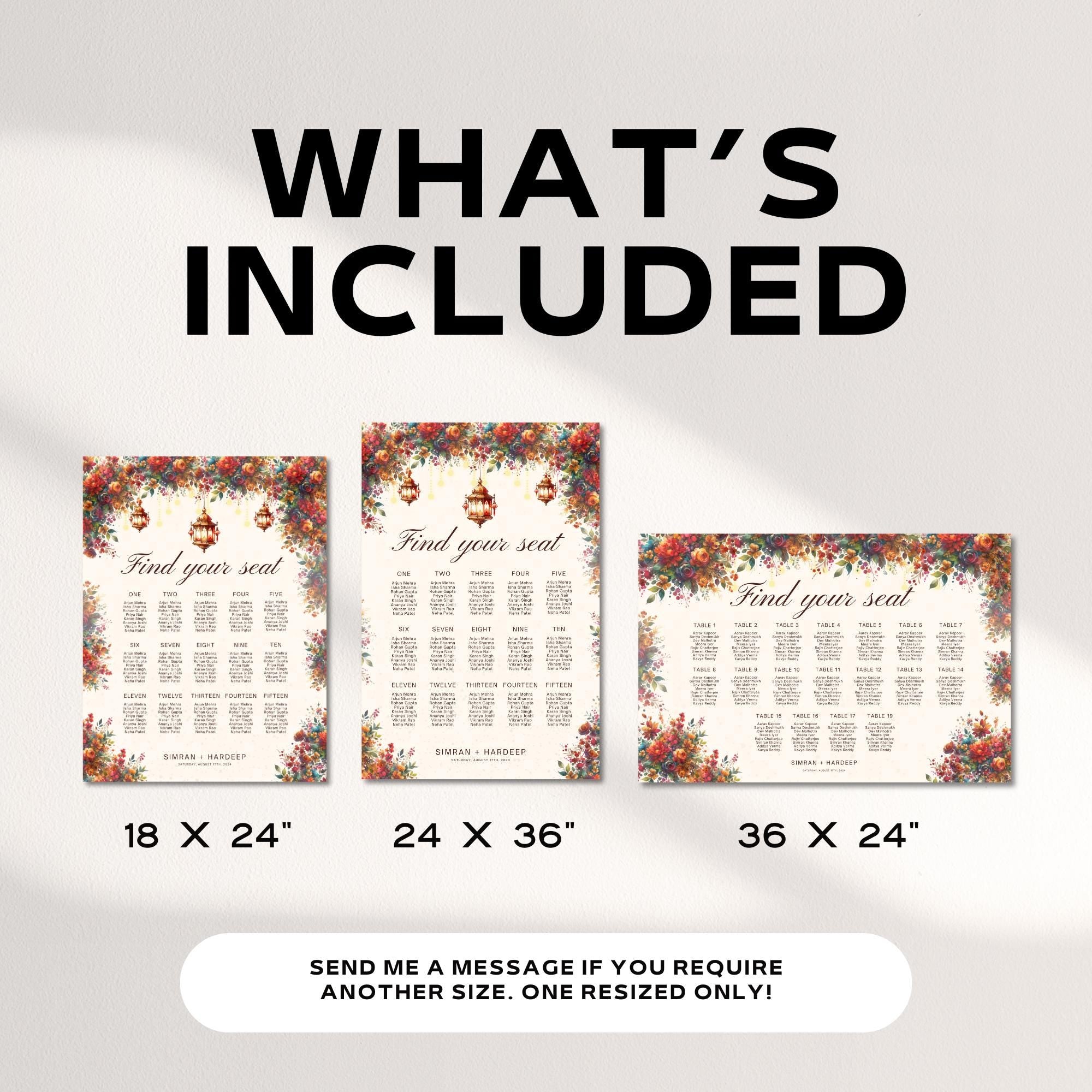 Indian Wedding Seating Chart Template – Editable Canva Sign for Reception or Sangeet