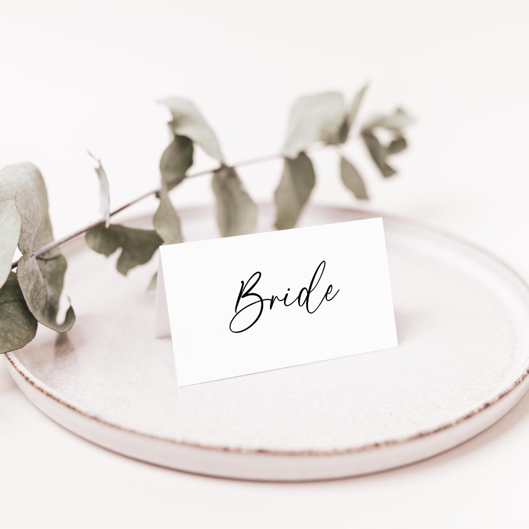 Minimalist Place Card Template, Editable Flat &amp; Folded Wedding Name Cards, Printable Seating Cards for Dinner Party or Event