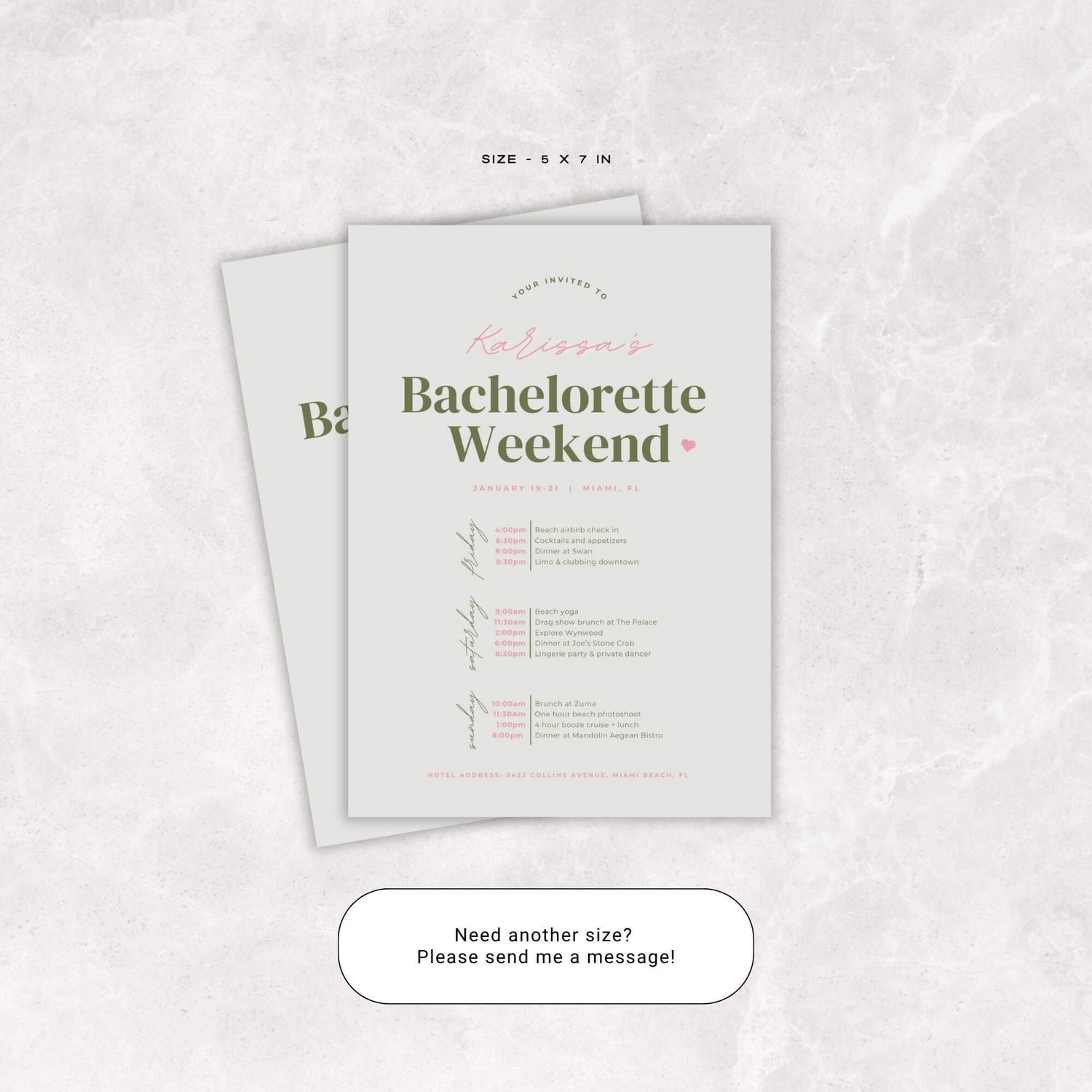 Miami Bachelorette Itinerary – Editable Travel Itinerary Canva Template