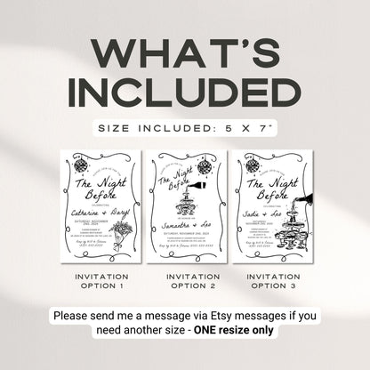 Rehearsal Dinner Invitation – Editable “The Night Before” Canva Template for Wedding or Engagement Party