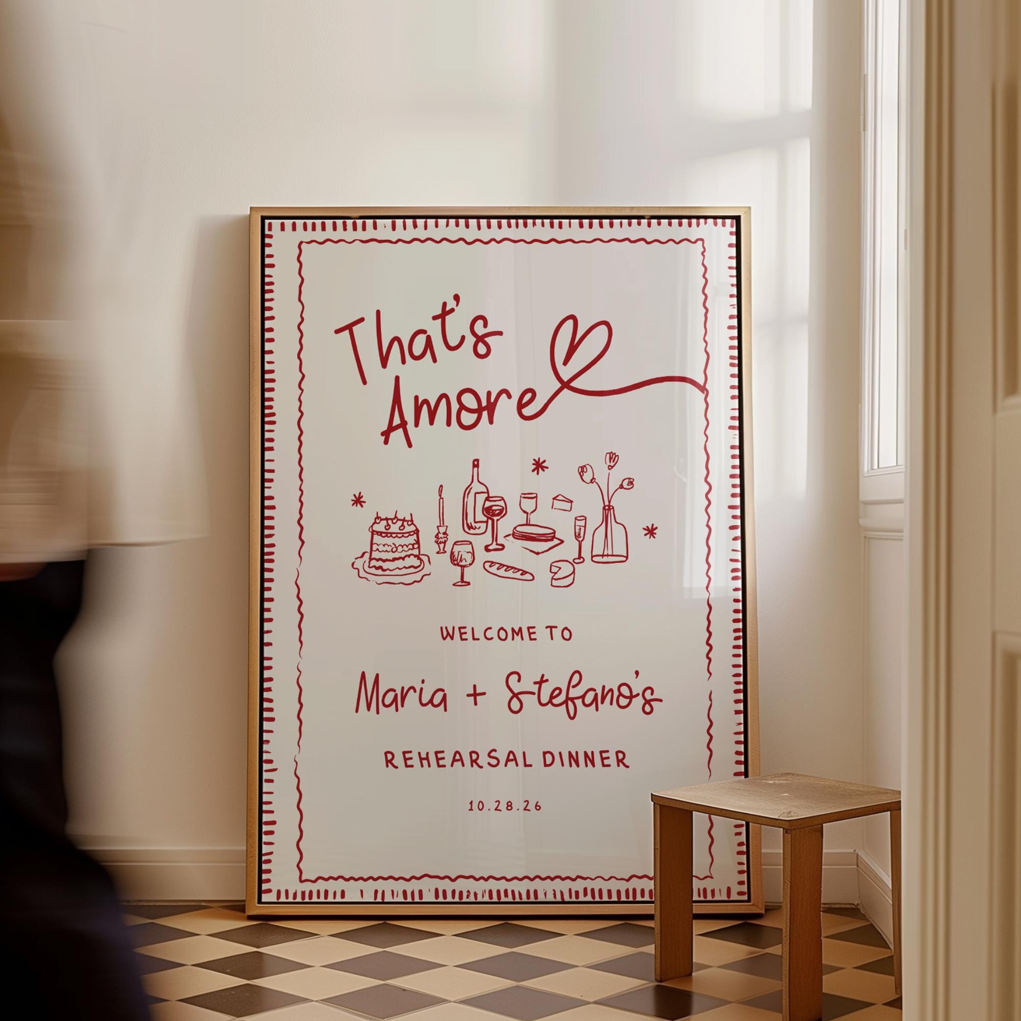 That’s Amore Rehearsal Dinner Welcome Sign – Editable Canva Template for Engagement or Wedding Events