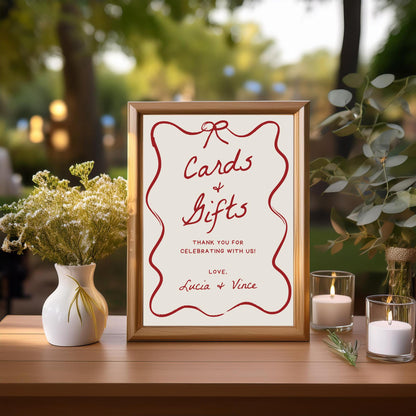 That’s Amore Cards and Gifts Sign – Editable Wavy Canva Template for Italian Wedding Table Decor