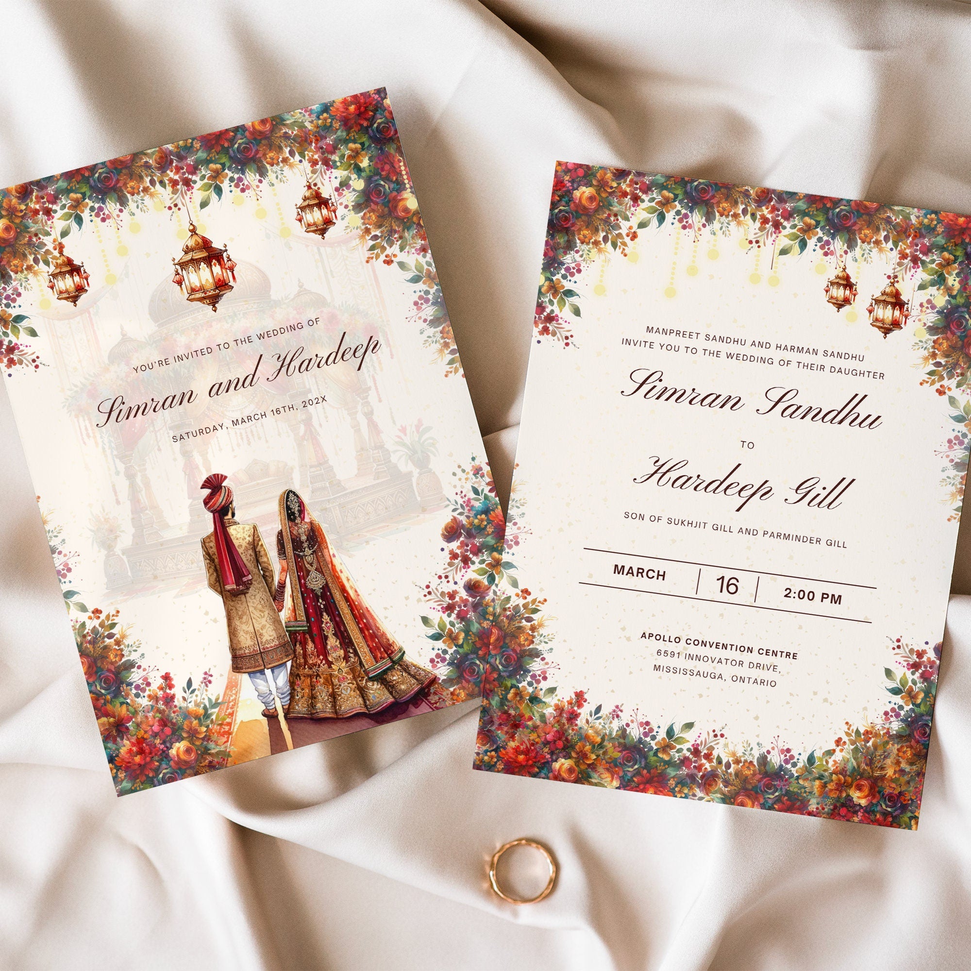 Elegant Indian Wedding Invitation Template – Customizable Hindu Wedding Canva Invite