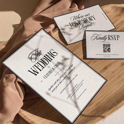 Elegant Minimalist Wedding Invitation Suite – Editable Canva Template Set for a Timeless Wedding
