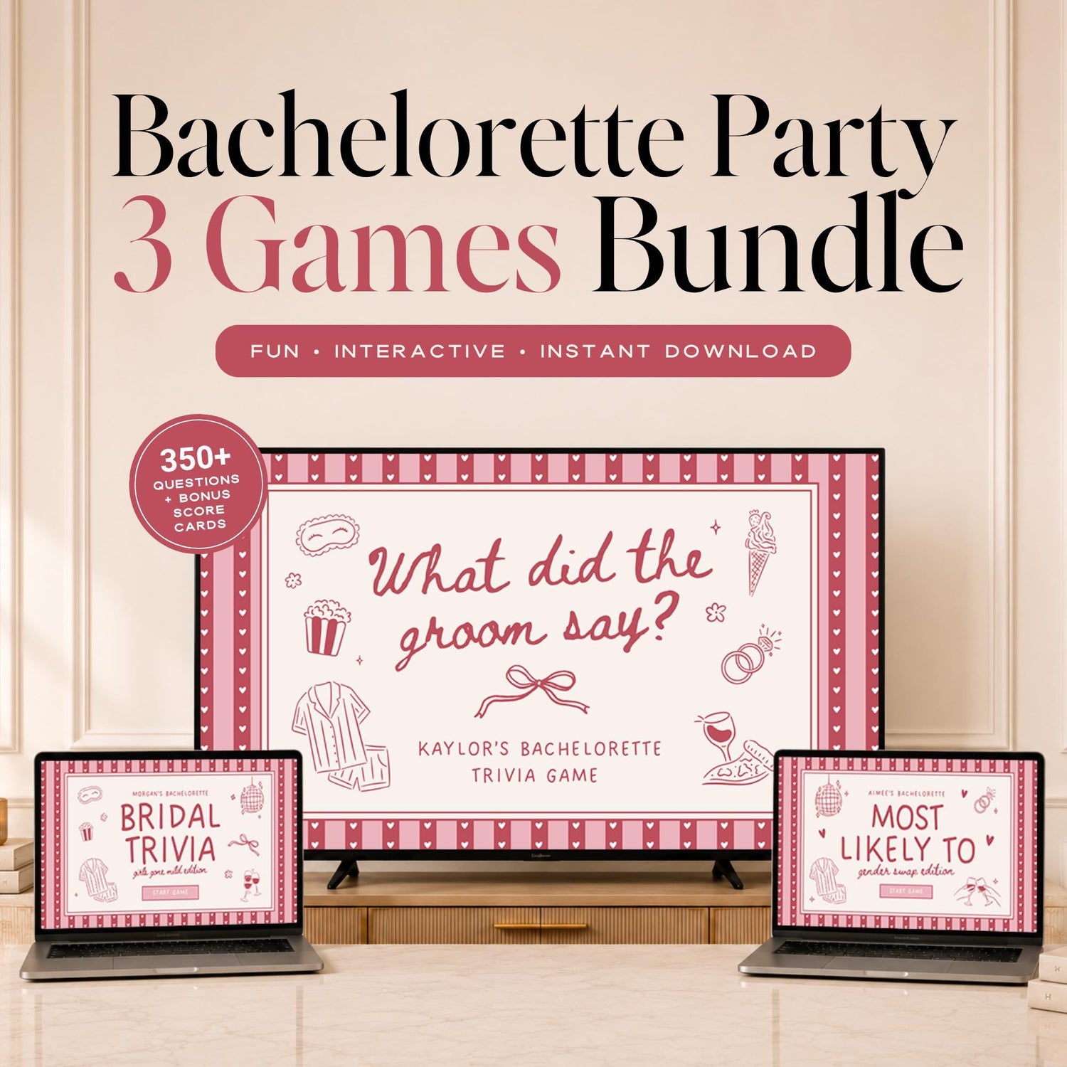 Girls Gone Mild Bachelorette Games Bundle | Animated Canva Party Games