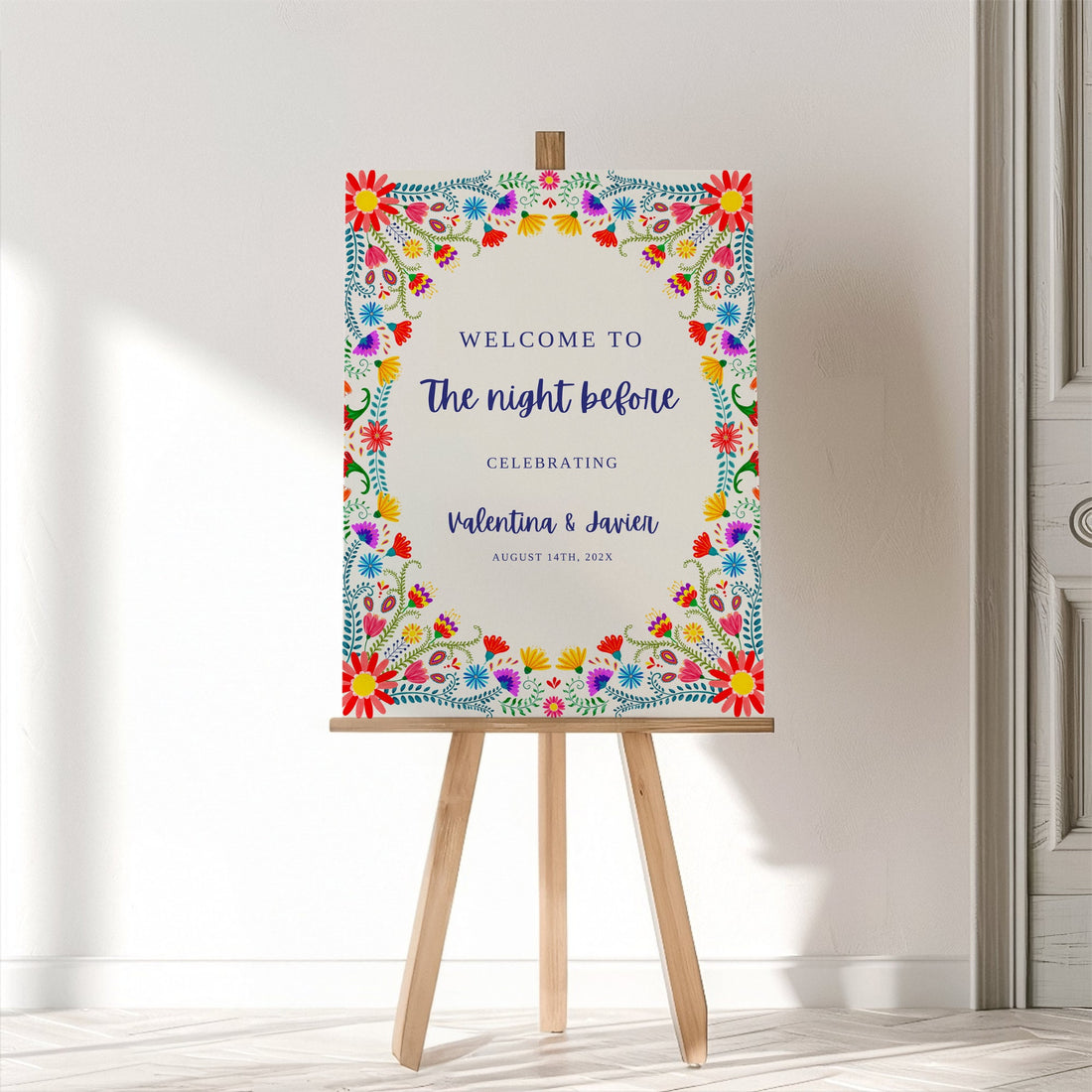 Fiesta Rehearsal Dinner Welcome Sign – Editable Mexican Party Canva Template