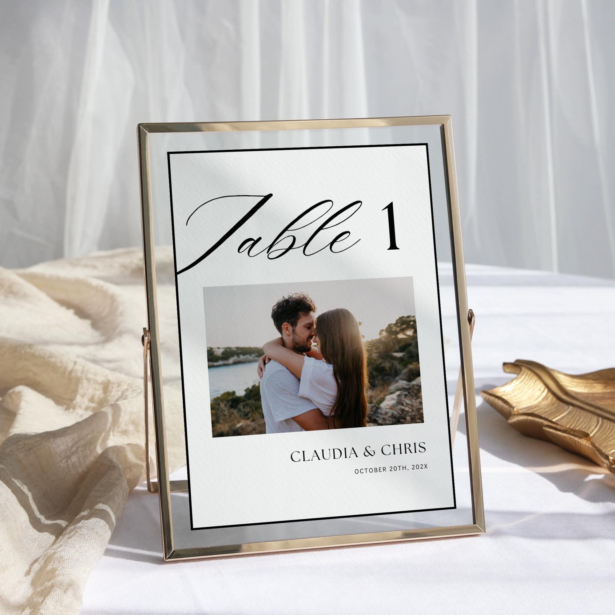 Wedding Table Numbers Photo, Editable Wedding Reception Table Numbers, Minimalist Table Numbers Wedding, Classic Wedding Table Signs Canva