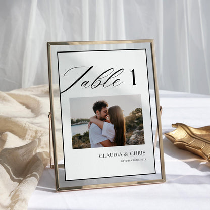 Wedding Table Numbers Photo, Editable Wedding Reception Table Numbers, Minimalist Table Numbers Wedding, Classic Wedding Table Signs Canva